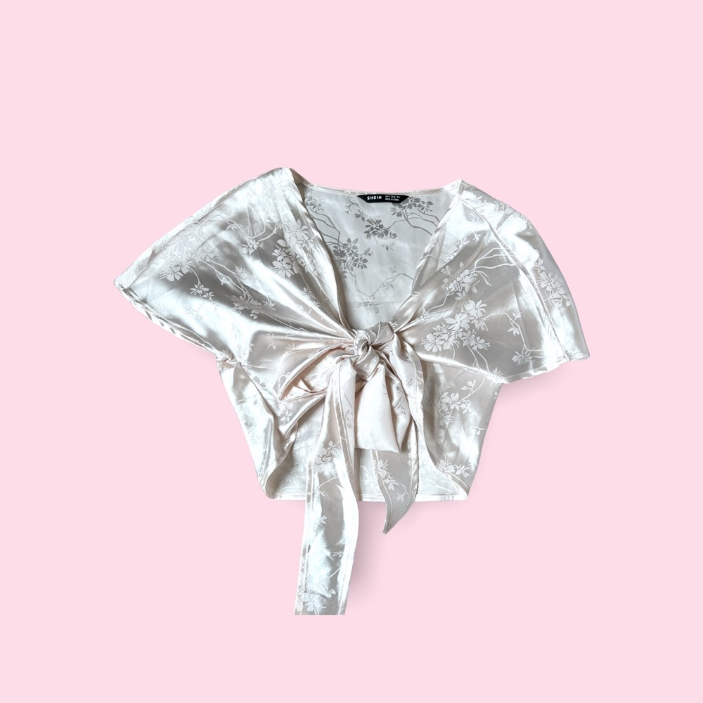 Shein silk wrap top